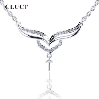 CLUCI 925 Sterling Sølv Engel Swing Hjertet Luksus Zircon Halskæde til Kvinder Valentins Dag Gave Halskæde Smykker SN053SB