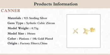 CANNER 925 Sterling Sølv Øreringe Til Kvinder X Pladsen Diamant Stud Øreringe Zircon koreanske Pendientes Sølv Guld Smykker