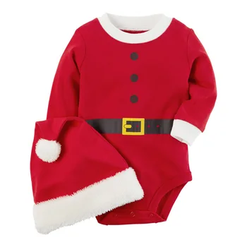 Red Hot Mode Christmas Santa Baby Piger Drenge Tøj Tøj 2stk Rompers+Hat Sat 2019 Ny Sne Røde Sæt drop afsendt