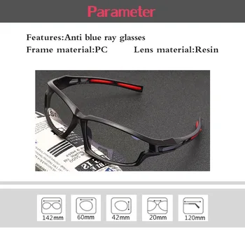 Anti Blue Ray Briller til Mænd Filter Blå Lys Briller Rektangulære Fashion Sport Style Computer Briller Klar Linse