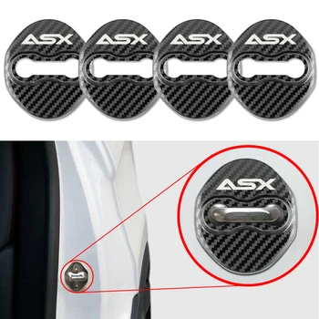 Carbon fiber mønster Bil dørlås Beskyttende Cover Tilfældet For Mitsubishi Asx Bil Logo 10 2017 Emblemer Auto Tilbehør
