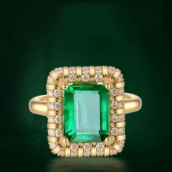 Retro Overdrevne Mode Ring Pige Grøn Krystal og Zirconium Engagement Simuleret Mormor Emerald14k guld-Fest ring mærke