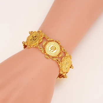 17.5 cm+5,5 cm Penge Mønt Armbånd guld Islamiske Muslimske Arabiske Mønter Armbånd til Kvinder, Mænd Arabiske Land i Mellemøsten Smykker