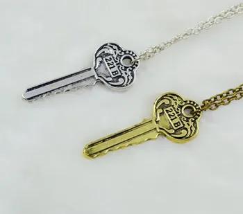 (kan blande farver)20pcs/masse Engros Mode Smykker, Vintage Charme Nøglen til 221B EN Sherlock Halskæde,oprindelige fabriksindstillinger levering