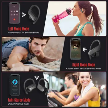 Mpow Flamme Lite Trådløse Øretelefoner Sport Hovedtelefoner In-Ear Bluetooth-Bas+ IPX7 Vandtæt Øretelefoner med 30H Spilletid&Opladning Sagen