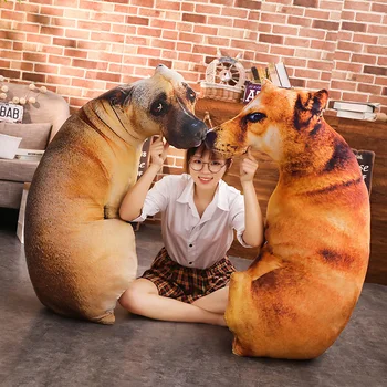 Nye Kreative 3D Levende Trykt i Fuld Krop Hund Form Dyr Tiger Ulv Dog Søde Moderne Kontor Knus Gave Pude Sofa Smide Pude