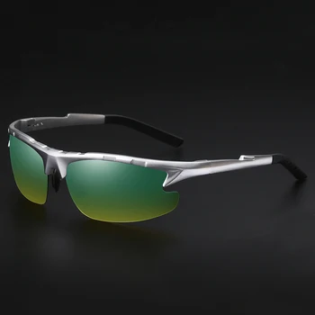 YSO Solbriller Mænd Polariseret UV400 Aluminium, Magnesium Ramme HD Night Vision Kørsel Briller Semi Uindfattede Tilbehør Til Mænd 8123