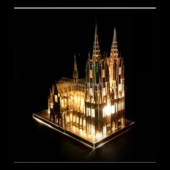 Tyskland Köln Domkirke Verdens Store Arkitekturer 3D Puslespil Miniature Metal Model Kits,DIY 3D Laser Cut Bygning Puslespil Legetøj
