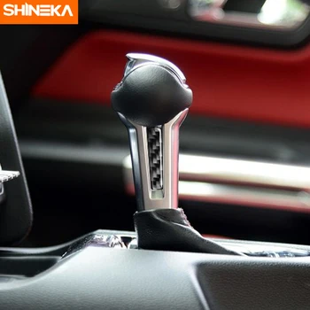 SHINEKA Interiør Lister For Ford Mustang Carbon Fiber Gear Shift Knappen Håndtere Trim Dække Klistermærker Til Ford Mustang+