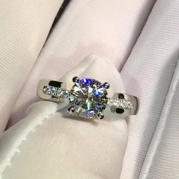 14K White Gold Moissanite Ring Runde Cut Luksus 4 kløer moissanite smykker 1ct 2ct 3ct ring Jubilæum Engagement Ring