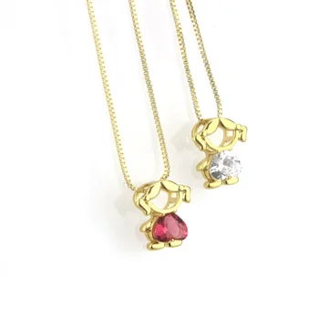 Mode nyt design halskæde i guld kobber hvid cubic zirconia dreng pige halskæde women part smykker halskæde gave