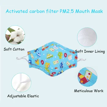 PM2.5 Børn, Voksne Ansigtsmaske Søde Mund Maske Aktivkulfilter Børn Vaskbar Genanvendelige Klud Stof Bomuld Masker Pink