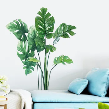 Store Tropiske Grønne Planter, Blade Wall Stickers Hjem, Rum Udsmykning Palm Mærkat Værelse Dekoration PVC Vægmalerier