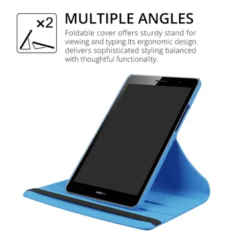 360 Graders Roterende Smart Sag For Huawei MediaPad T3 8.0 tommer KOB-L09 KOB-W09 tilfælde PU Læder Flip Stå Tablet Cover Sag