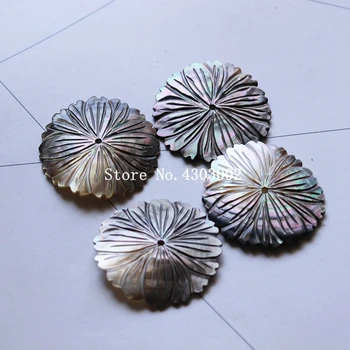30stk/masse 40mm Naturlig Sort Blomst Perlemor shell for DIY Smykker Blomst MOP Pearl shell Til Øreringe