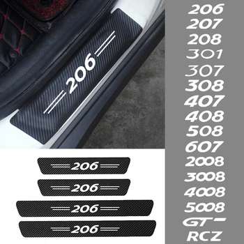 For Peugeot 206 og 307 308 2008 3008 5008 CC SW 2010 2012 2017 2018 2019 2020 PU Læder Carbon Bil Dør Karmen Klistermærker Tilbehør
