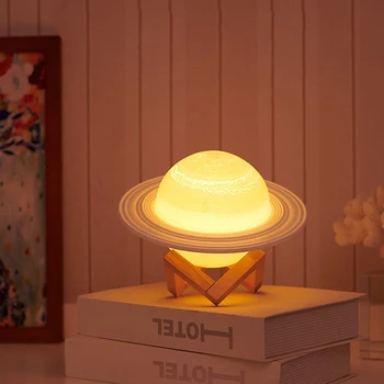 3D Print Saturn Lampe USB-Hjem Dekoration Soveværelse LED Nat Lys Med genopladelige Fjernbetjening Til Kid Gave Nat Lampe