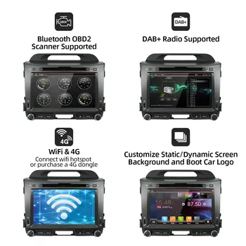 Bosion 4G 64G Android 10.0 2 din bil mms-bil dvd-afspiller til KIA sportage 2011 2012 2013 styreenhed gps-navigation