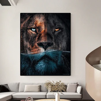 Afrikanske Store Løve, Leopard Kat Dyr Lærred Maleri Væg Kunst, Plakater, Print Moderne Kunst Billeder i Livingroom Indretning Hjem