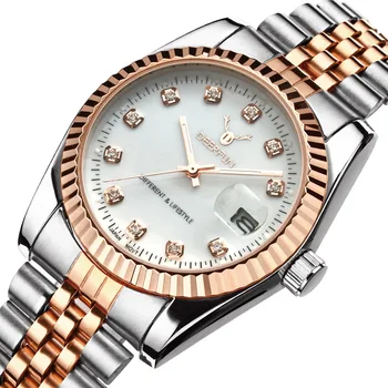 Kvinder se Deerfun berømte mærke business diamant rejste guld kalender luksus vandtæt quartz armbåndsur relogio feminino