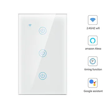 Lonsonho Tuya Smart WiFi Skifte OS 1 2 3 4 Bande Trådløs Fjernbetjening Wall Light Touch Skifter Kompatibel Alexa Google Startside