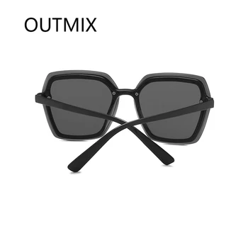 OUTMIX Fashion Square Solbriller Kvinder Vintage Stor Ramme Klar Linse til Damer Gradient Sol Briller Brand Designer Sorte Nuancer