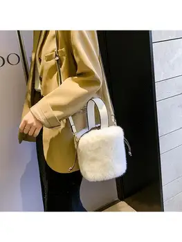 Spand Taske Håndtaske Mode Faux Fur Vinter Tasker Kvinder Skulder Crossbody Taske Damer, Blød Hånd Tasker Designere