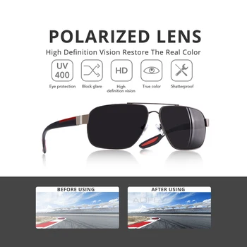AOFLY Brand Design Polariserede Solbriller Mænd Vintage Square Frame Retro solbriller TR90 Elastiske Ben Spejl Brillerne UV400