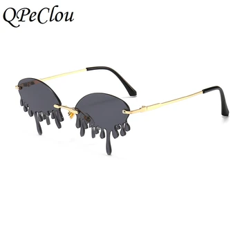 QPeClou 2020 Nye Rammeløse Unikke Crying Solbriller Kvinder Mode Sjove Solbriller Mænd Vise Nuancer For Kvindelige Oculos De Sol