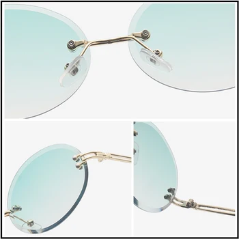 HOOBAN Klassiske Ovale Solbriller Kvinder Mænd Mode Runde Uindfattede solbriller Kvindelige Vintage Ocean Farve Offentlig Briller UV400