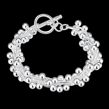Kvinder Mode Sterling 925 Sølv Smykker 925 Solid Silver Drue-Perle-Charme Og Kæde Armbånd & Armbånd Til Kvinder Gave Y060