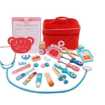 Børn, Træ-Læge Toy Sæt Simulering Familie Læge Sygeplejerske Til Medicinsk Kit Toy Foregive Spille Hospital Medicin Accessorie Børn Toy