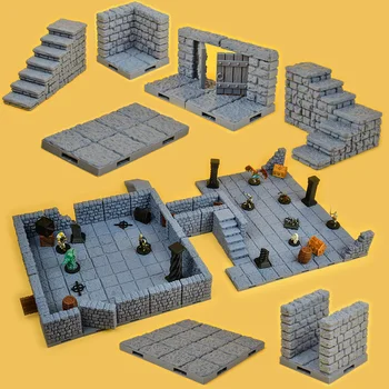 TRPG-lås dungeons udvidelse Pub by bygning, som ligger miniature spil, træ-gulv væg, vindue, dør, Søjle NPC 3d-modeller