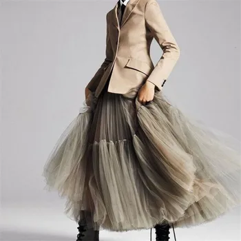 Ankel Længde Bløde Tyl Nederdel Hånd-lavet Maxi Lang Plisseret Nederdel Kvinders Vintage Underkjole Voile Jupes Falda