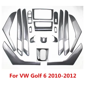 5D Carbon Fiber Trykt Bil Center Konsol Dække Håndtere Mærkat Gear Panel Moulding Trim for Volkswagen Golf 6 2010 2011 2012