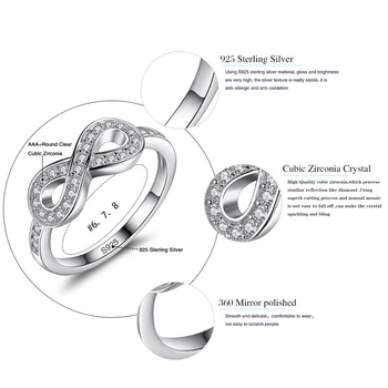 ELESHE Bryllup Engagement Cubic Zirconia Ring Sterling Sølv 925 Uendelig Kærlighed Finger Ringe til Kvinder Ægte Smykker Gave