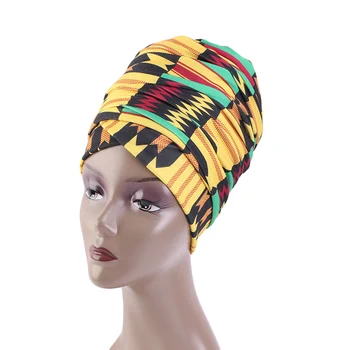 Ny Afrika-mønstret tørklæde bonnet Muslimske kvinder turban, hijab caps islamiske tørklæde, Turban bonnet damer afrikanske wrap hoved tørklæder
