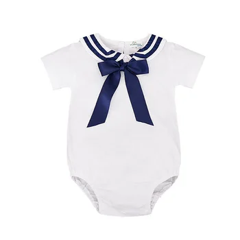 Baby kostumer babytøj babytøj søde Navy trekant ren bomuld kjole baby pige tøj