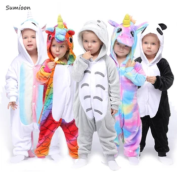 Kigurumi Pyjamas Unicorn Onesie For Børn, Dyr Panda Nattøj Pyjamas Børn Drenge Piger Buksedragt Vinter Flannel Pijama
