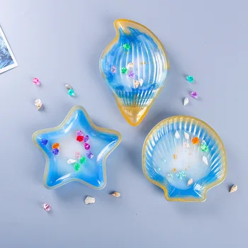 Crystal DIY Epoxy Harpiks Skimmel Søstjerner Conch Shell Skål Silikone Formen Håndlavet Epoxy form For Harpiks