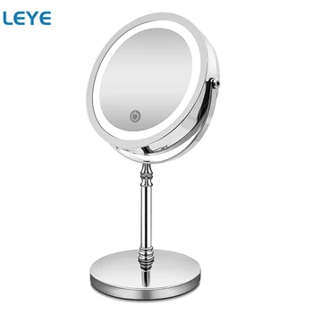 Led-Oplyste Makeup Spejl, 10X Forstørrelse Dobbeltsidet Belyst Spejl USB-Opladning Touch Dæmpning Bad Spejle