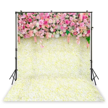 HUAYI hvid væg med friske blomster baggrund for bryllup bryllup foto foto fotografering tilbage drop baggrund XT-7329