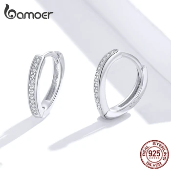 Bamoer GXE868 925 Sterling Sølv Ørestikker hjerteformet Skinnende Klare CZ Enkle Øreringe til Kvinder Bryllup Fine Smykker