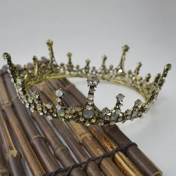 Barok Perle Konge Dronning Diadema Crown Tiaras Medaljon Rhinestone Fest, Brude Bryllup Hår Tilbehør, Smykker coroa de noiva