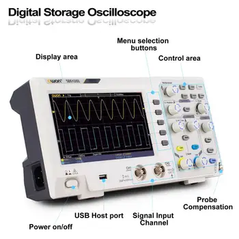 OWON SDS1202 Digitalt Oscilloskop, 2 Kanaler 200Mhz Båndbredde 7
