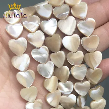 Naturlige Shell Pearl Perler Hjerte Form Beige Loose Spacer Perler Til Smykker at Gøre DIY Charms Armbånd Tilbehør 15