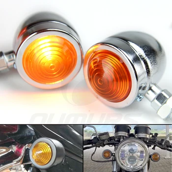 OUMURS 1 Par på Motorcykel blinklyset Lyser Indikatoren Amber Motorcykel Foran Hale Blinklys Køre 12v lampe Chrome Bullet
