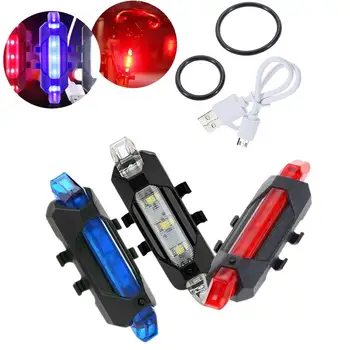 USB-Genopladelige LED-Mountain Bike Cykling Baglygte Bageste Cykel Lys Ridning Advarsel Sikkerhed Signal Lampe Taillamp Hvid Rød