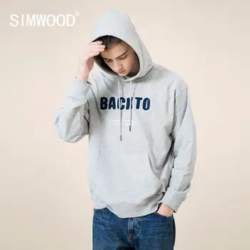 SIMWOOD 2020 Efteråret Nye 360 g Tykt Stof Hættetrøjer Mænd Brev Broderi Mode Løs Plus Size Jogger Sweatshirts SJ171058