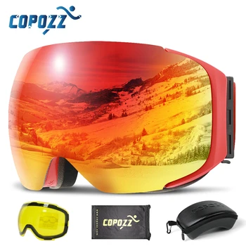 COPOZZ Magnetiske Ski Goggles med Quick-Change-Linse og Tilfælde Indstilles på UV400 Beskyttelse, Anti-tåge Snowboard Briller til Mænd & Kvinder